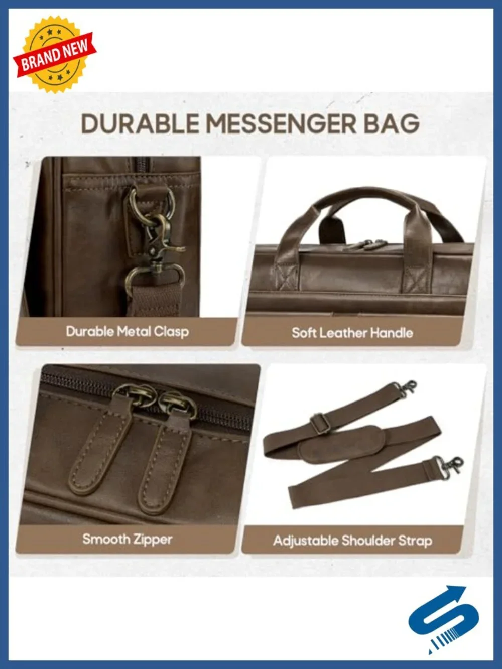 Vintage PU Leather Messenger Bag, 16